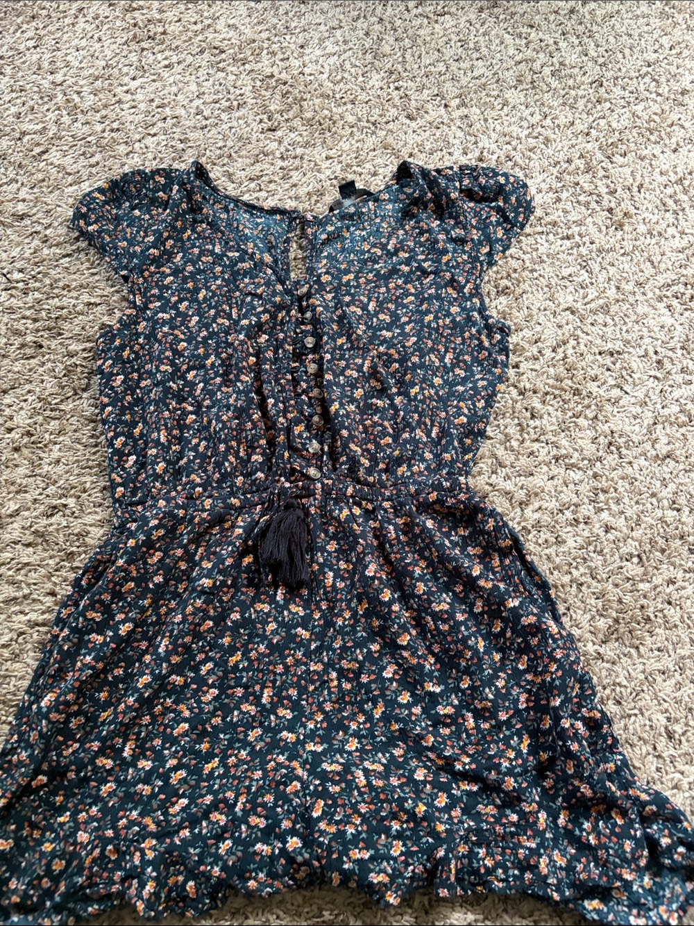 American Eagle Outfitters Navy Floral Button-Front Dress
